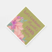 Pink Florals Personalisiert 100. Geburtstag Napkin Serviette (Ecke)