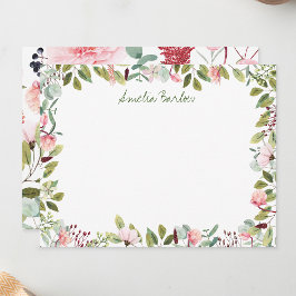 Pink Florals Personalisiert flatter Hinweis Mitteilungskarte