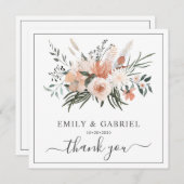 Pink Florals Wedding Dankeskarte (Vorne/Hinten)