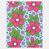 Pink Florals with Bold Petals and Green Leaves Fleecedecke (Vorderseite)