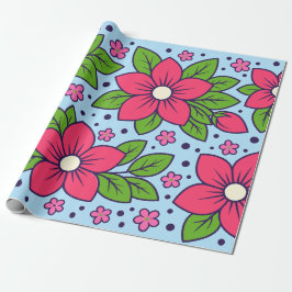 Pink Florals with Bold Petals and Green Leaves Geschenkpapier