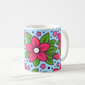 Pink Florals with Bold Petals and Green Leaves Kaffeetasse (VorderseiteRechts)