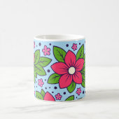 Pink Florals with Bold Petals and Green Leaves Kaffeetasse (Mittel)