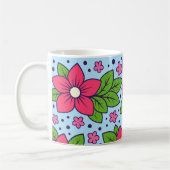 Pink Florals with Bold Petals and Green Leaves Kaffeetasse (Links)
