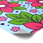 Pink Florals with Bold Petals and Green Leaves Poster (Ecke)