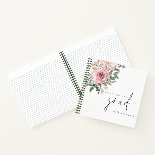 Pink Florals wünscht sich ein Abschluss Gast Book Notizblock (Innenseite)