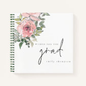 Pink Florals wünscht sich ein Abschluss Gast Book Notizblock (Vorderseite)