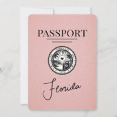 Pink Florida Passport Hochzeit Einladung (Rückseite)