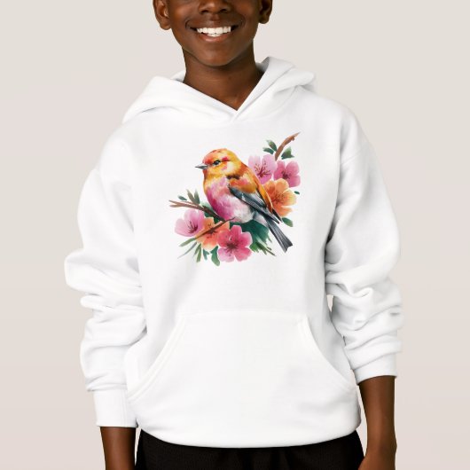 Pink Flower Bird Hoodie (Vorderseite)