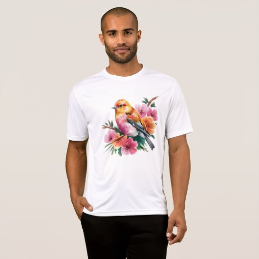 Pink Flower Bird T-Shirt (Vorne ganz)