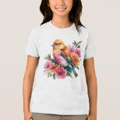 Pink Flower Bird Tri-Blend Shirt (Vorderseite)