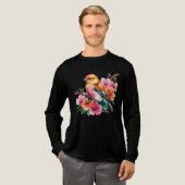 Pink Flower Bird Tri-Blend Shirt (Volle Vorderseite)