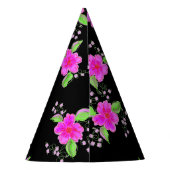 Pink Flower Black Paper Party Hat Partyhütchen (Rückseite)