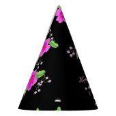 Pink Flower Black Paper Party Hat Partyhütchen (Links)