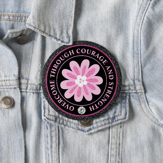 Pink Flower Breast Cancer Awareness Design Button (Beispiel)