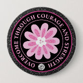 Pink Flower Breast Cancer Awareness Design Button (Vorderseite)