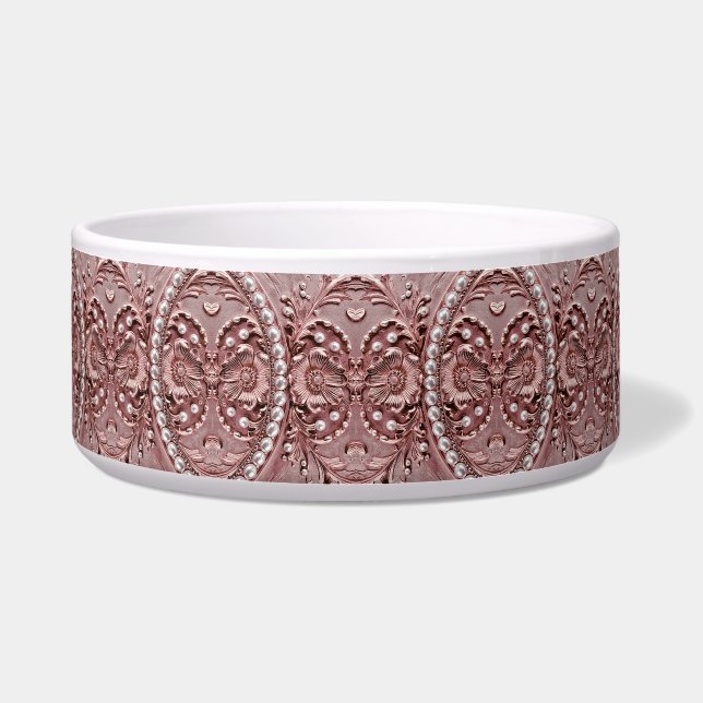 Pink Flower Ceramic Pet Bowl Napf (Vorderseite)