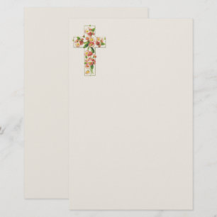 Pink Flower Cross Stationierung Briefpapier