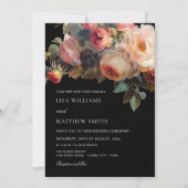 Pink Flower Dark Floral | Photo Wedding Einladung (Vorderseite)