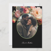 Pink Flower Dark Floral | Photo Wedding Einladung (Rückseite)