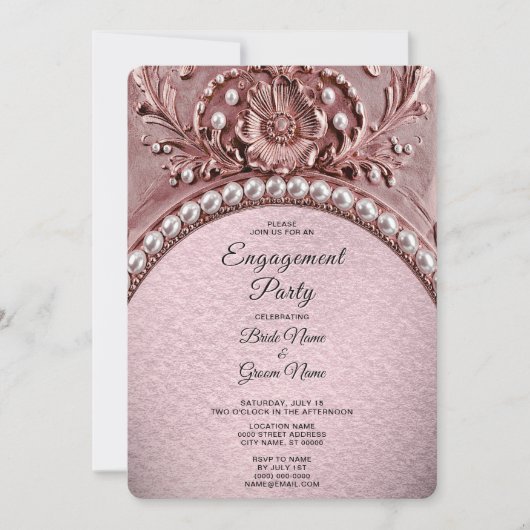 Pink Flower Engagement Invitation Einladung (Vorderseite)