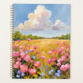 Pink Flower Field Landscape Painting Planer (Vorderseite)