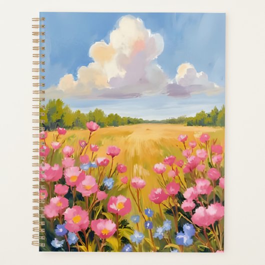 Pink Flower Field Landscape Painting Planer (Vorderseite)