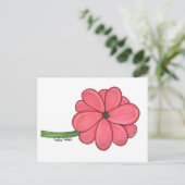 Pink Flower Full Postkarte (Stehend Vorderseite)