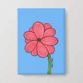 Pink Flower Full with Blue background Button (Vorderseite)