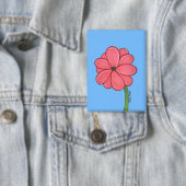 Pink Flower Full with Blue background Button (Insitu)