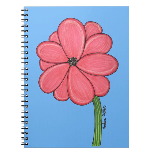 Pink Flower Full with Blue background Notizblock (Vorderseite)