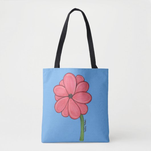 Pink Flower Full with Blue background Tasche (Vorderseite)