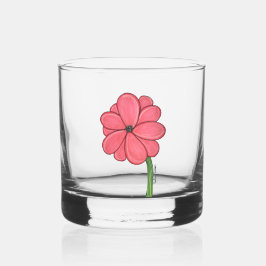 Pink Flower Full with Blue background Whiskyglas