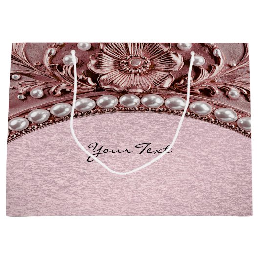 Pink Flower Gift Bag Große Geschenktüte (Vorderseite)