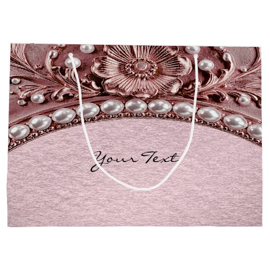 Pink Flower Gift Bag Große Geschenktüte (Rückseite)