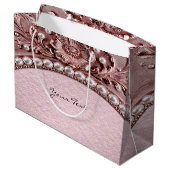 Pink Flower Gift Bag Große Geschenktüte (Rückseite Schrägansicht)