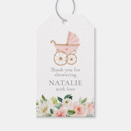 Pink Flower Girl Babydusche Gefallen Tag Geschenkanhänger