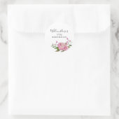 Pink Flower Girl Birthday Gefallen Runder Aufkleber (Tasche)