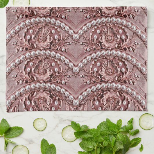 Pink Flower Kitchen Towel Geschirrtuch (Gefaltet)