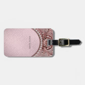 Pink Flower Luggage Tag Gepäckanhänger (Vorderseite horizontal)