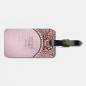 Pink Flower Luggage Tag Gepäckanhänger (Rückseite horizontal)