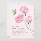 Pink flower minimalist baby shower einladung (Vorderseite)