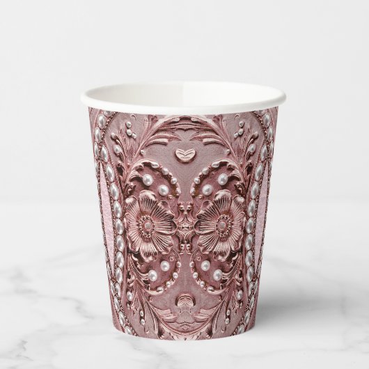 Pink Flower Paper Cups Pappbecher (Links)