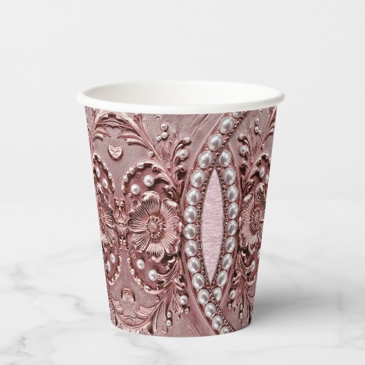 Pink Flower Paper Cups Pappbecher (Vorderseite)
