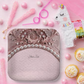 Pink Flower Paper Plate Pappteller (Party)