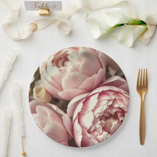 pink flower paper plates pappteller (Hochzeit)
