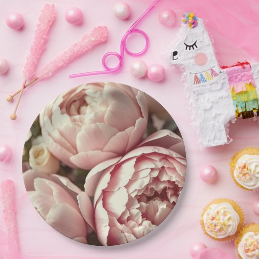 pink flower paper plates pappteller (Party)