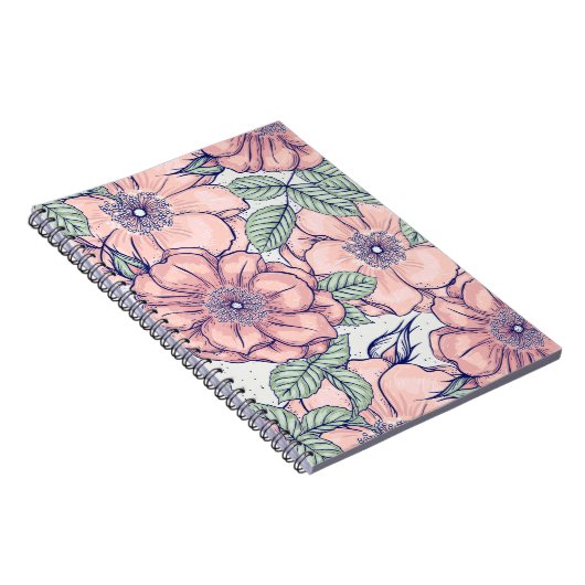 Pink Flower Pattern | Notebook Journal Notizblock (Rechte Seite)