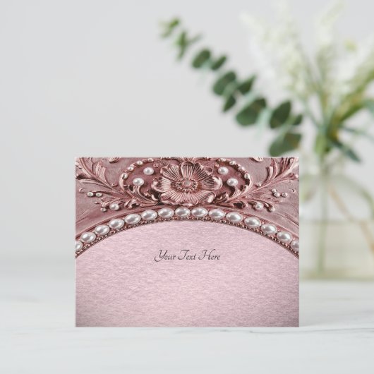 Pink Flower Postcard Postkarte (Stehend Vorderseite)