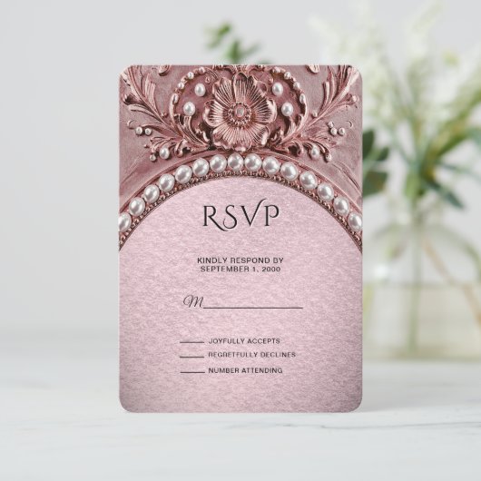 Pink Flower RSVP Card (Stehend Vorderseite)